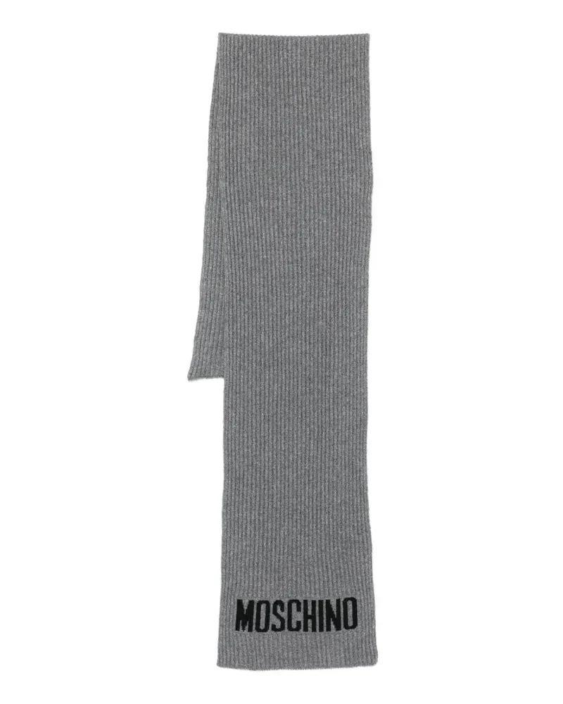 Moschino Gerippter Schal mit Logo - Grau Grau