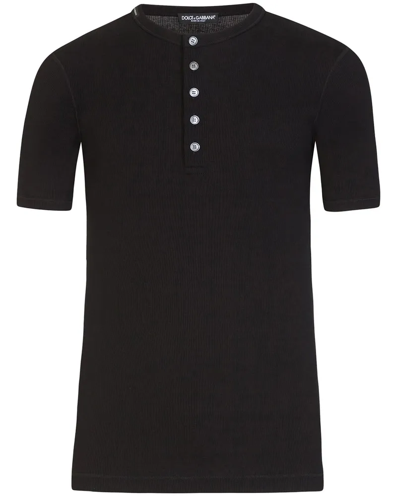 Dolce & Gabbana T-Shirt mit Knopfleiste - Schwarz Schwarz