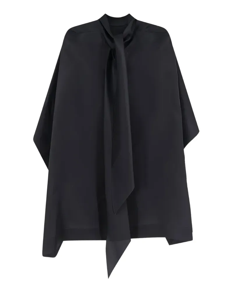 Alberta Ferretti asymmetrical tie-fastening cape - Schwarz Schwarz