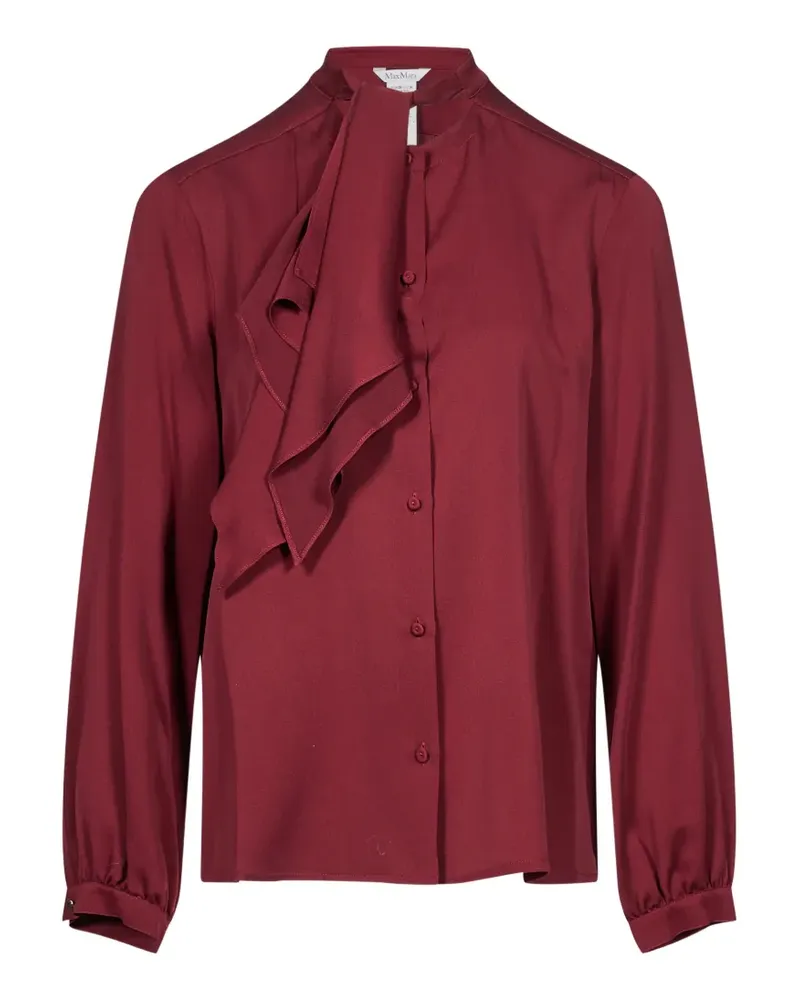 Max Mara Charmeuse Seidenhemd mit Rüschen - Rot Rot