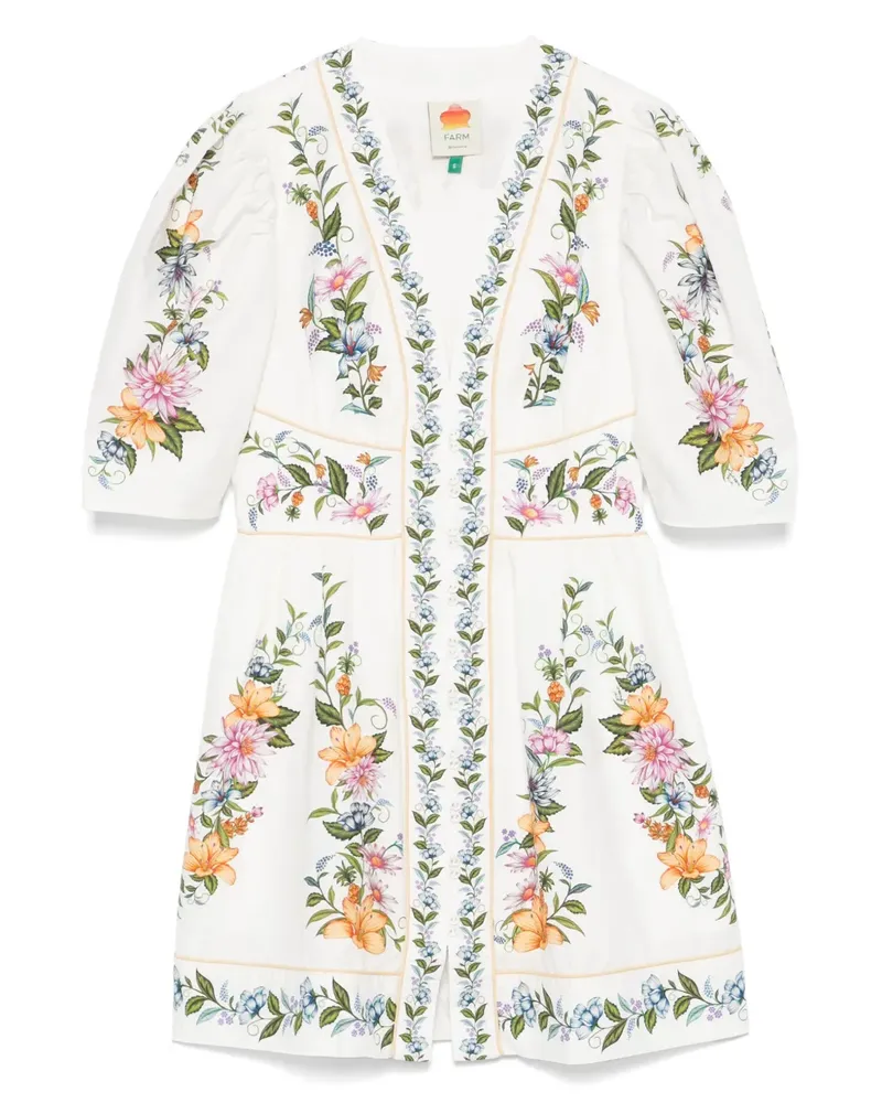 FARM Rio Minikleid mit Blumen-Print - Weiß Weiß
