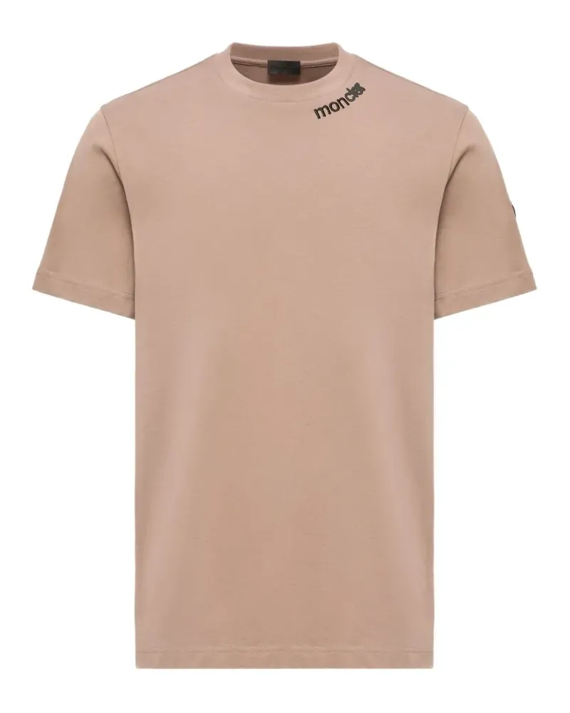 Moncler Kurzärmeliges T-Shirt mit Logo-Print - Nude Nude
