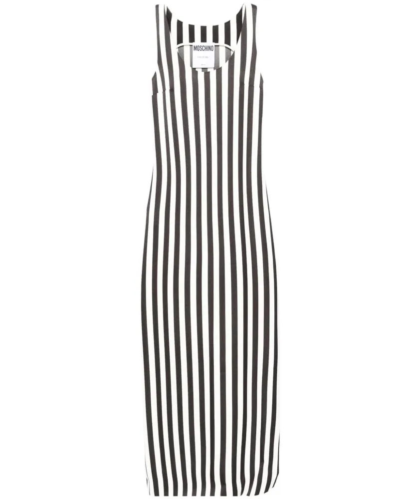 Moschino Gestreiftes langes Kleid mit U-Ausschnitt - Schwarz Schwarz