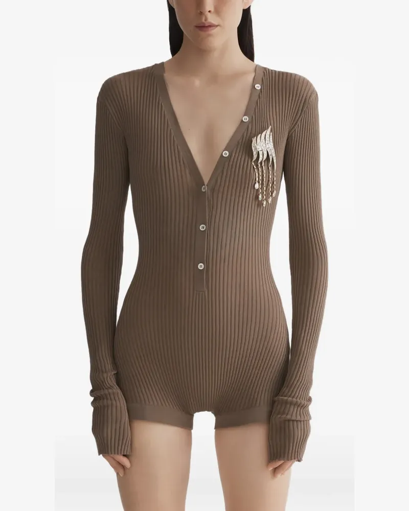 Thierry Mugler Oberteil mit Zierknöpfen - Braun Braun