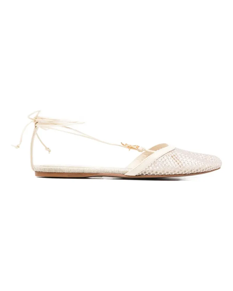 FARM Rio starfish-detail lace-up mules - Nude Nude