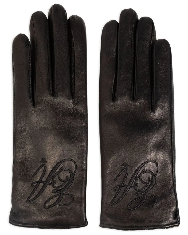 Emporio Armani Handschuhe mit Logo-Stickerei Schwarz