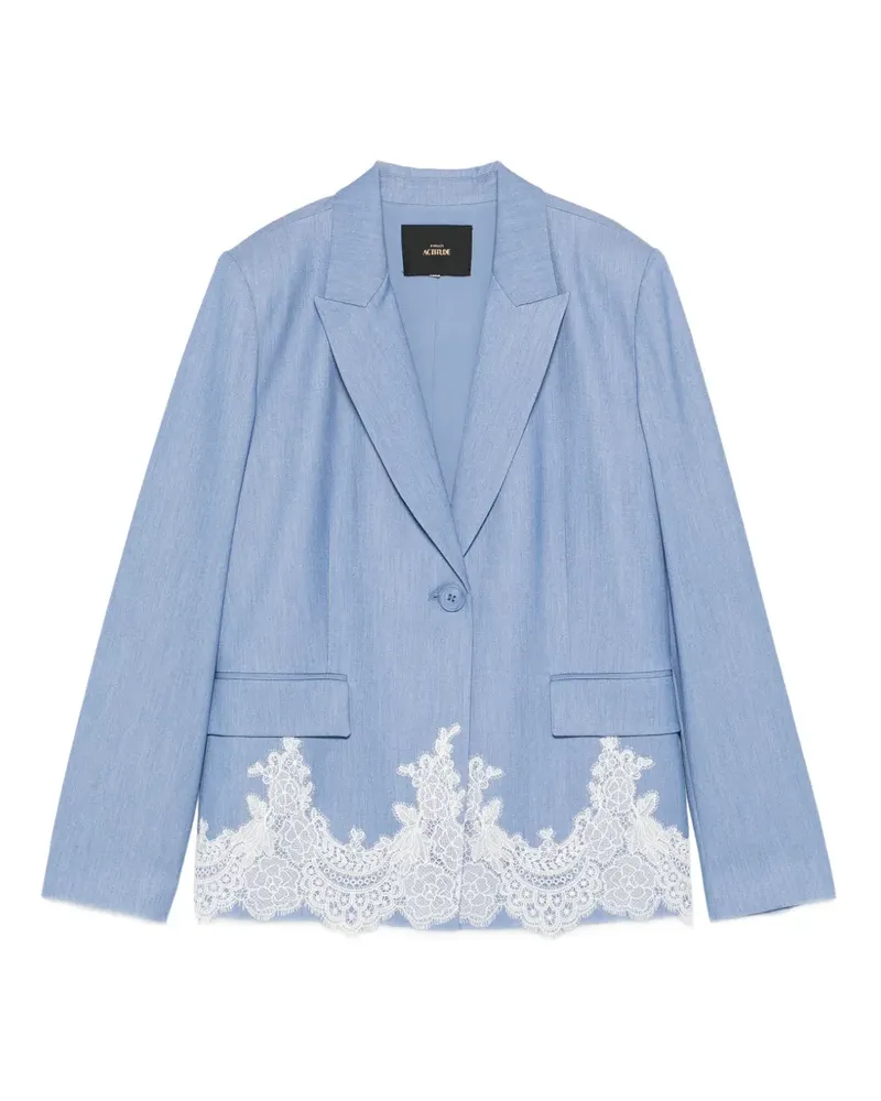 Twin-Set lace-trim blazer - Blau Blau