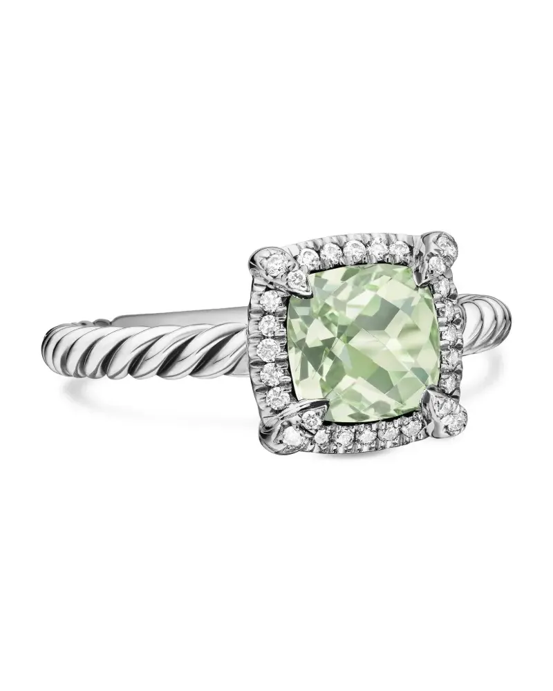 David Yurman Petite Chatelaine Ring mit Prasiolith und Diamanten 7mm - Silber Silber