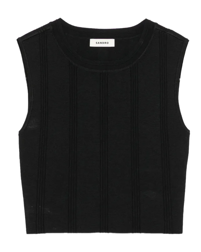Sandro Cropped-Top mit rundem Ausschnitt - Schwarz Schwarz
