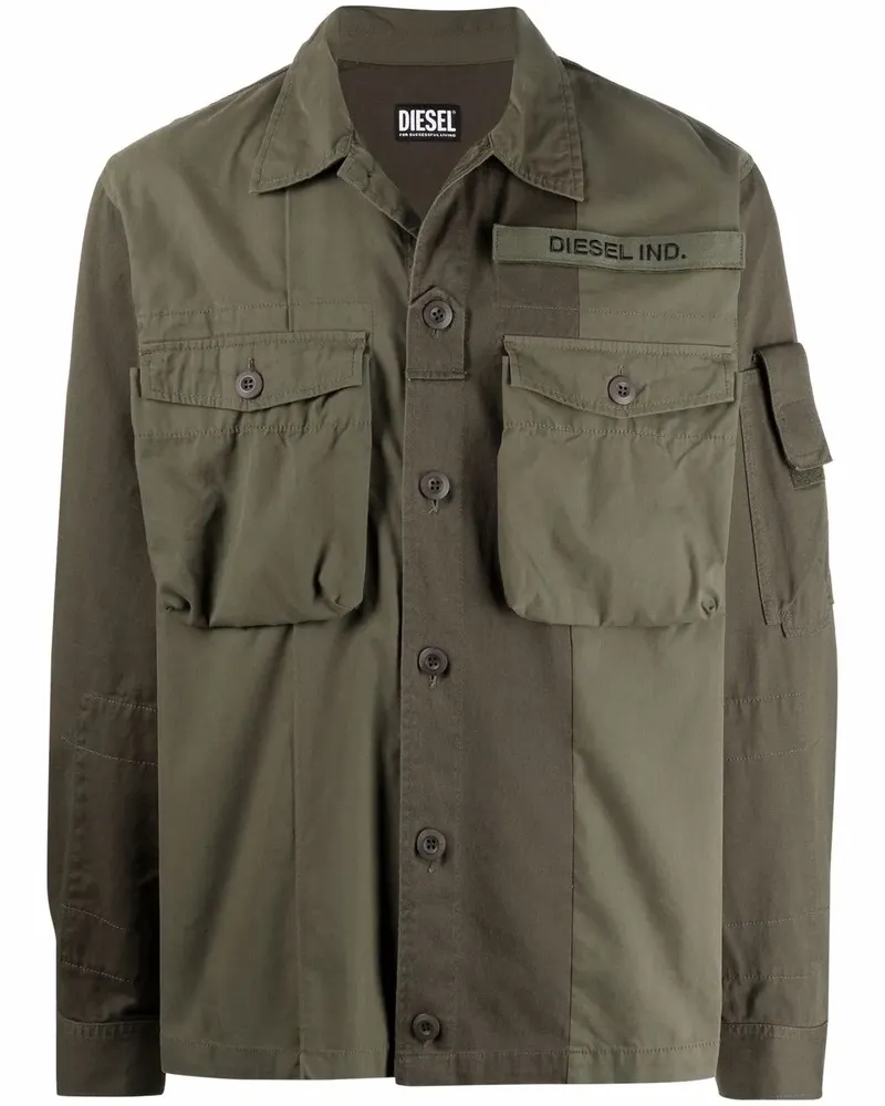 Diesel Hemdjacke im Utility-Look - Grün Grün