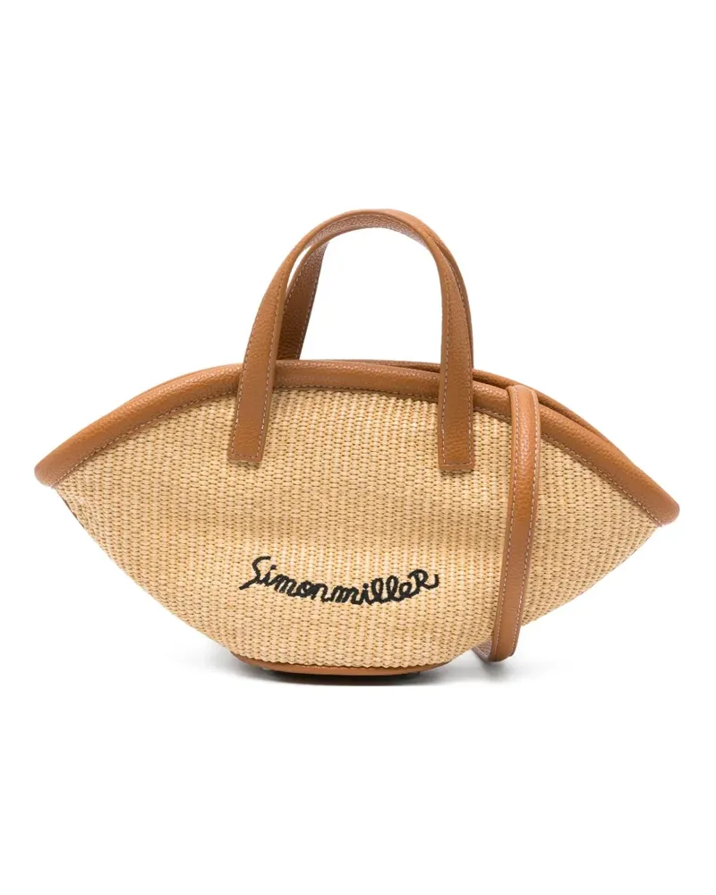 Simon Miller Tote Bag aus Raffiabast mit Lederbesatz - Nude Nude