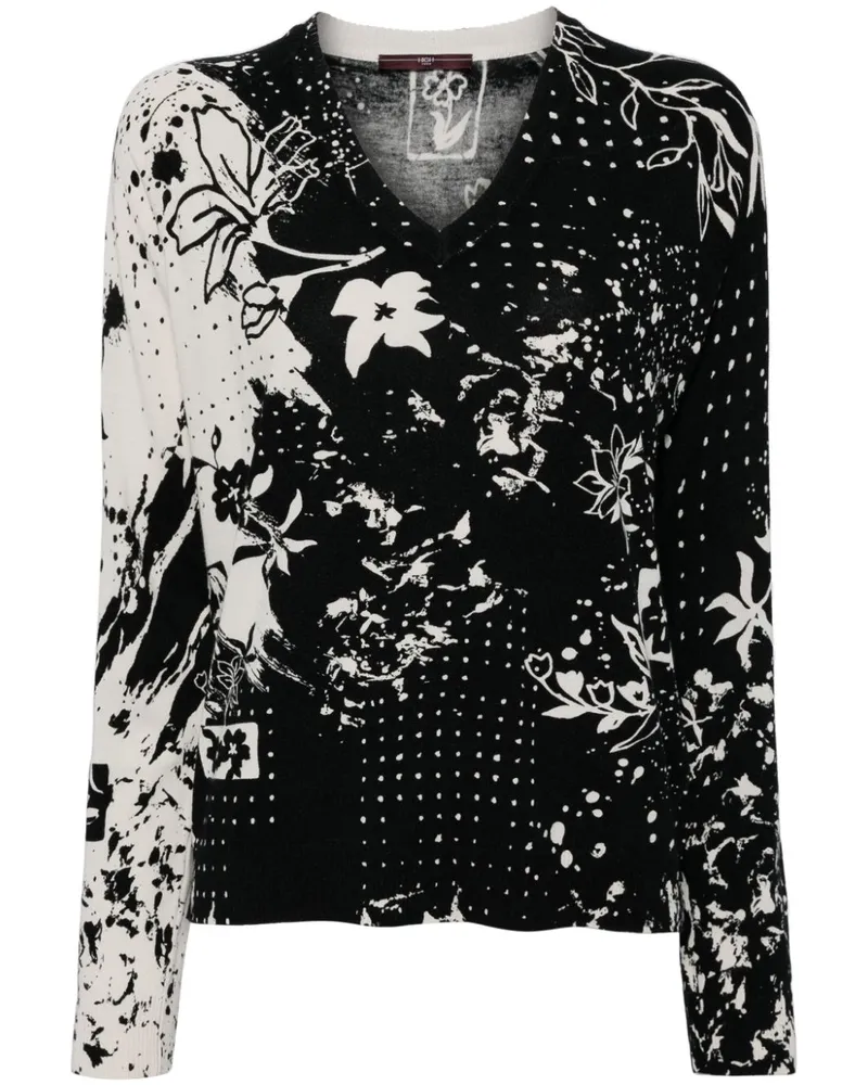HIGH Lucky Dip Pullover mit Blumen-Print - Schwarz Schwarz