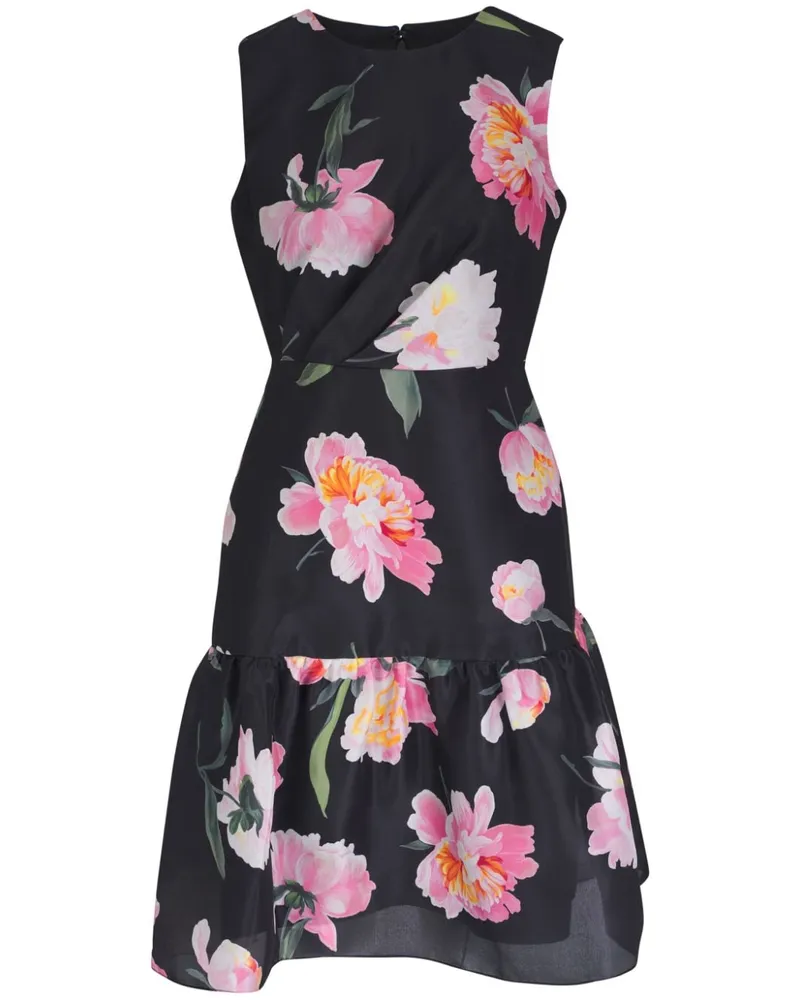 Carolina Herrera New York Seidenkleid mit Blumen-Print - Schwarz Schwarz