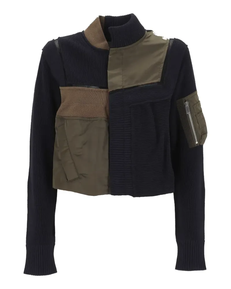 Sacai patchwork zip jacket - Blau Blau
