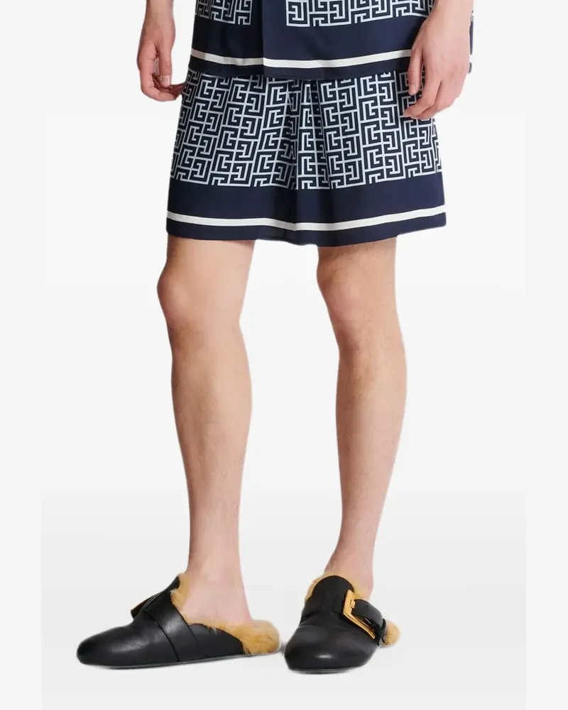 Balmain Shorts mit Monogrammmuster - Blau Blau