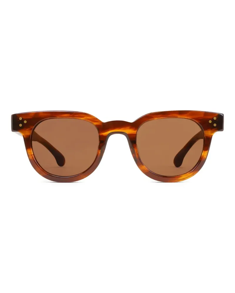 SPORTY & RICH Runde Sonnenbrille in Schildpattoptik - Braun Braun