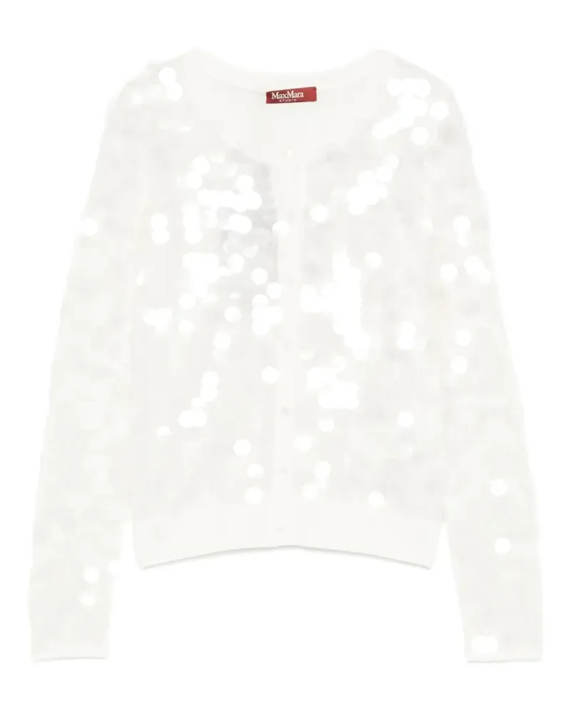 Max Mara Cardigan mit Pailletten - Weiß Weiß