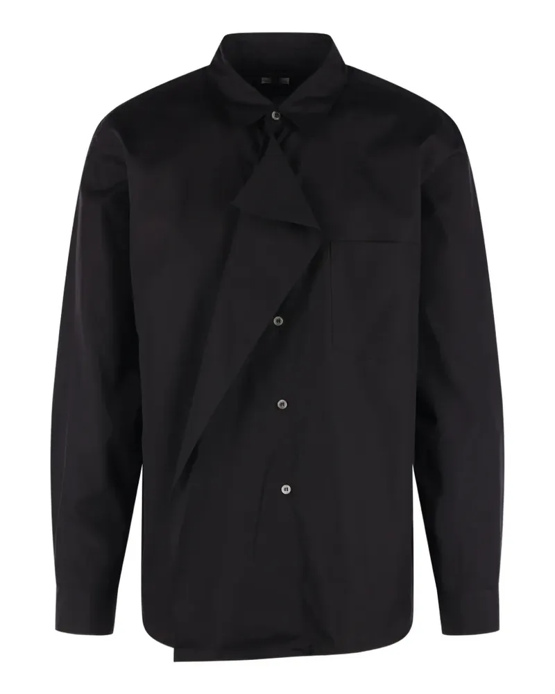 Comme des Garçons draped-detail chest-pocket shirt - Schwarz Schwarz