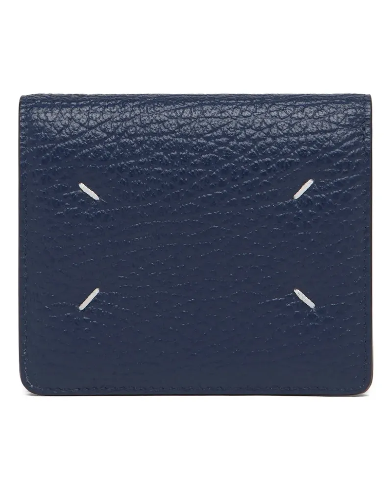 Maison Margiela Four White Stitches Portemonnaie aus strukturiertem Leder - Blau Blau