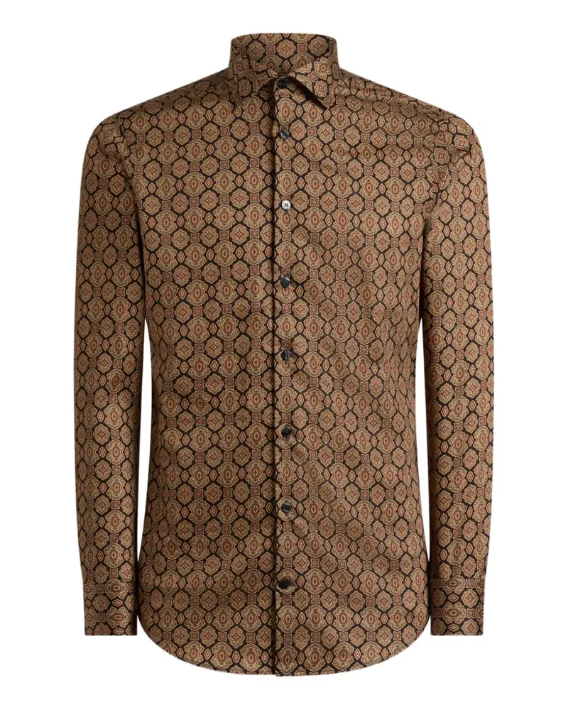 Etro Hemd aus Baumwollsatin mit Medaillon-Motiv - Schwarz Schwarz