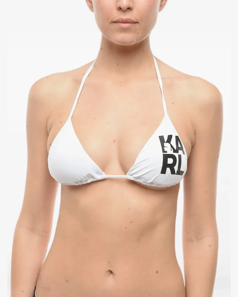 Karl Lagerfeld Triangel-Bikini mit Logo-Print - Weiß Weiß