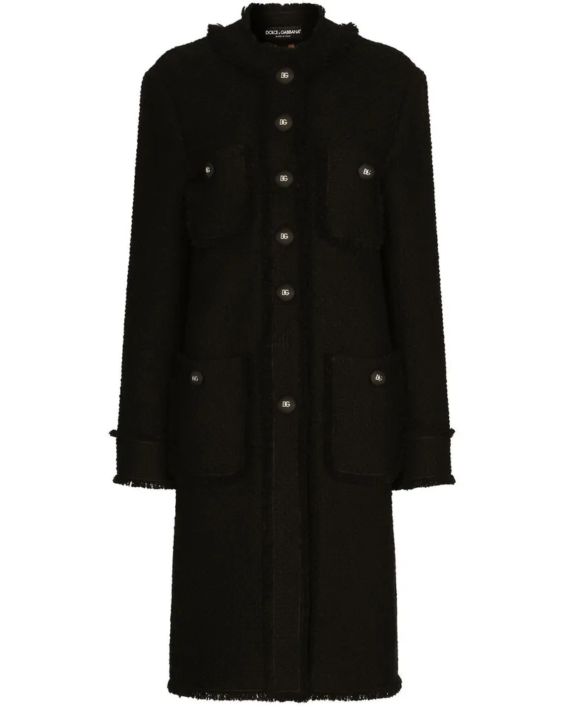 Dolce & Gabbana Einreihiger Tweed-Mantel - Schwarz Schwarz