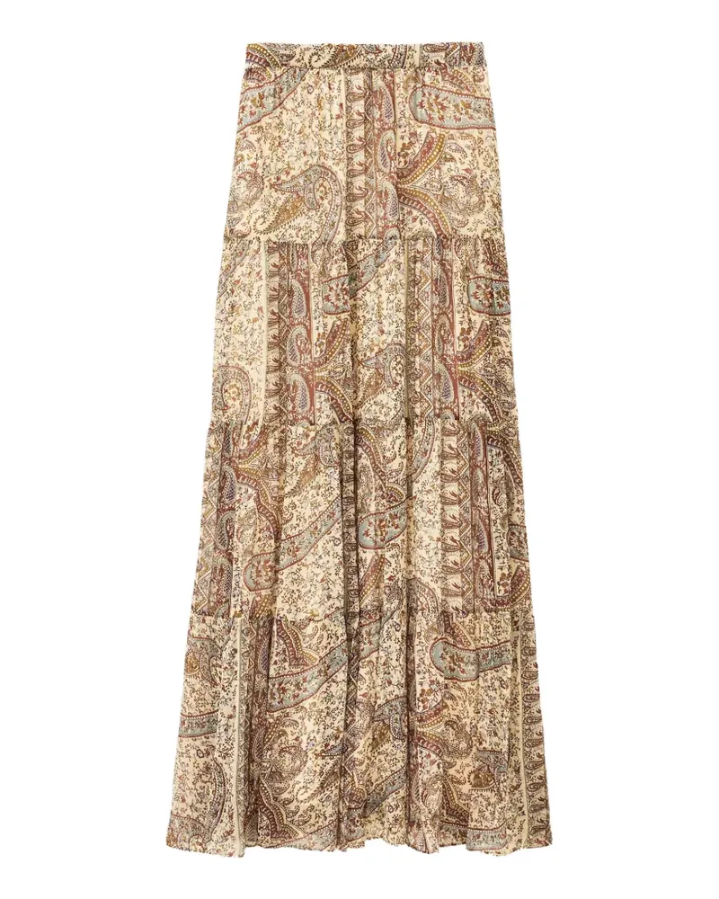 ba&sh Gestufter Cali Maxirock mit Paisley-Print - Nude Nude