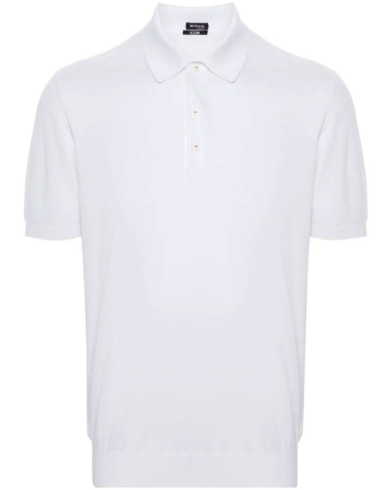 Kiton Fein gestricktes Poloshirt - Weiß Weiß