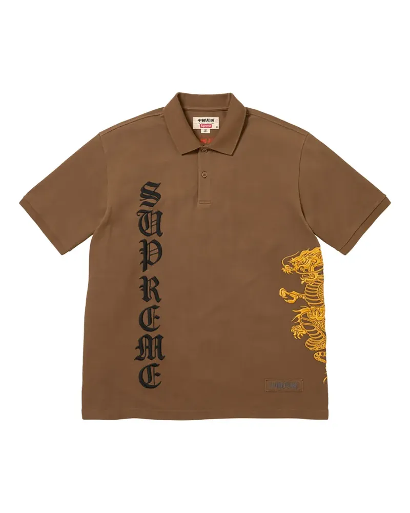 Supreme Being x The Great China Wall Dragon embroidered shirt - Braun Braun
