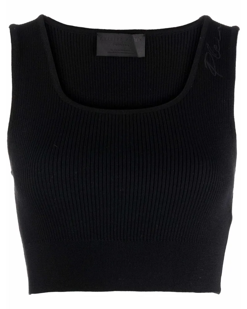 Philipp Plein Signature Cropped-Top - Schwarz Schwarz