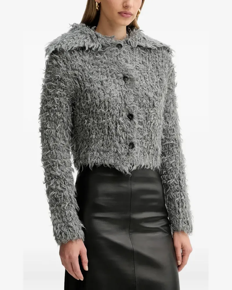 Liviana Conti Geknöpfter Zenon Cardigan mit weitem Kragen - Grau Grau