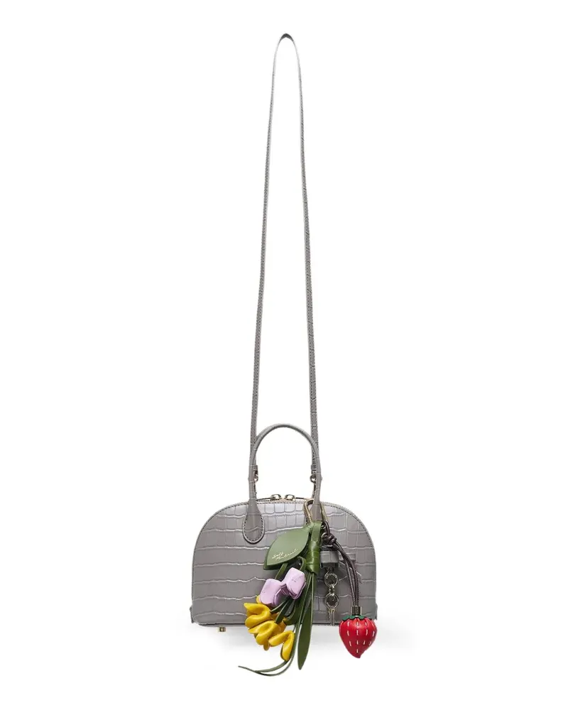 Self-Portrait croc-embossed leather mini bag - Grau Grau