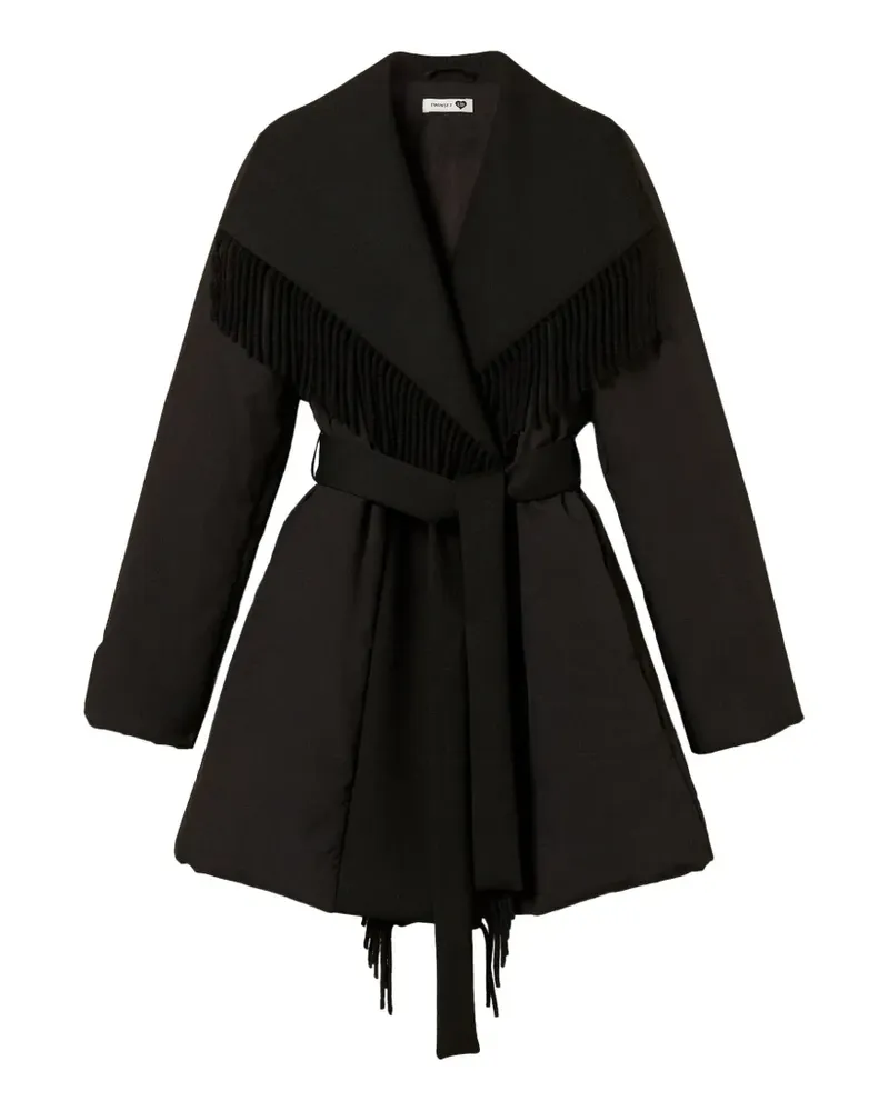 Twin-Set Wattierte Jacke mit Fransen - Schwarz Schwarz