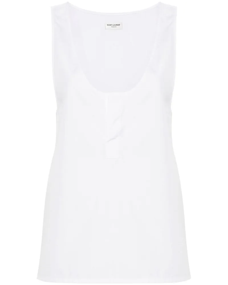 Saint Laurent Semi-transparentes Henley-Tanktop - Weiß Weiß