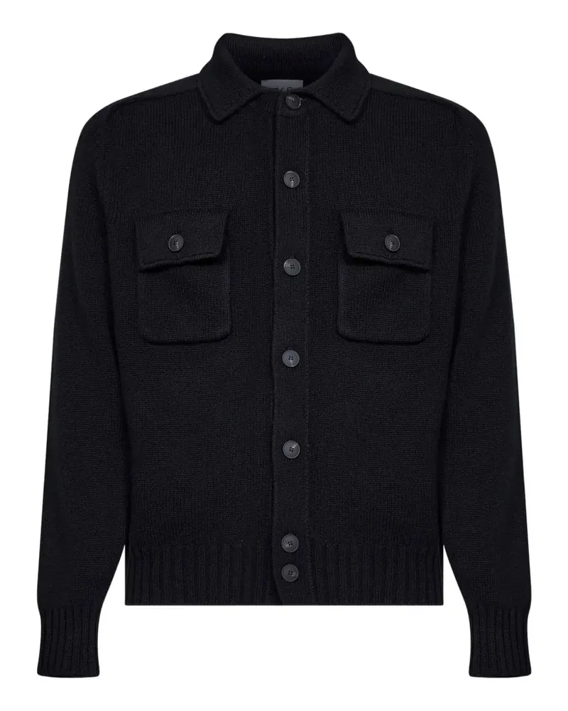 D4.0 button-up wool overshirt - Schwarz Schwarz