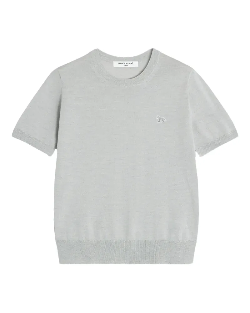Kitsuné T-Shirt mit Fuchs-Stickerei - Grau Grau