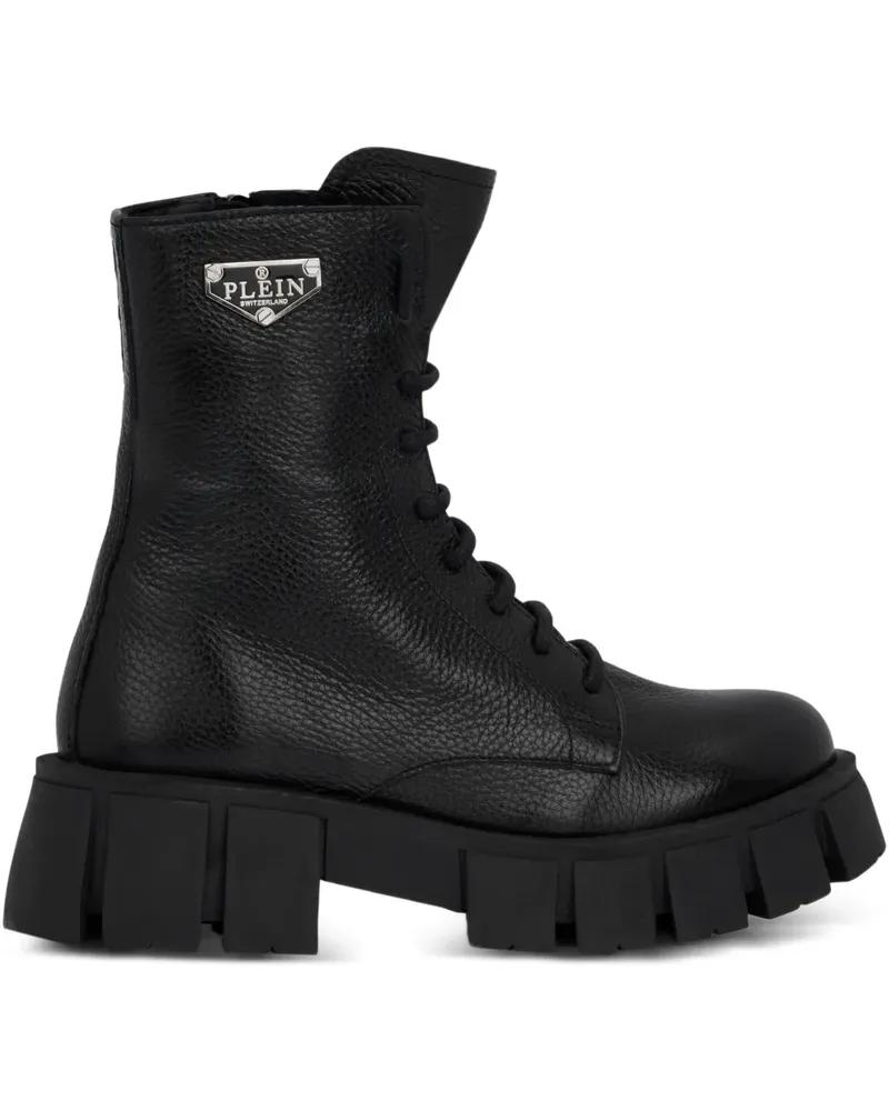 Philipp Plein Stiefel im Military-Look - Schwarz Schwarz