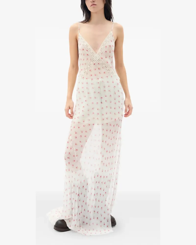 Ann Demeulemeester Lala lace-detail maxi dress - Weiß Weiß