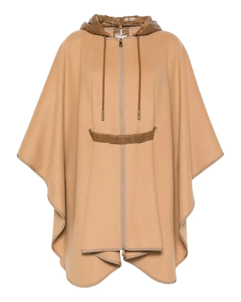 Moncler belted hooded cape - Nude Nude