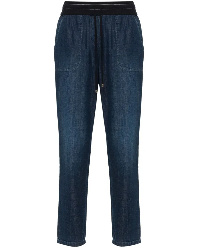 Lorena Antoniazzi Tapered-Jeans mit Kordelzug - Blau Blau