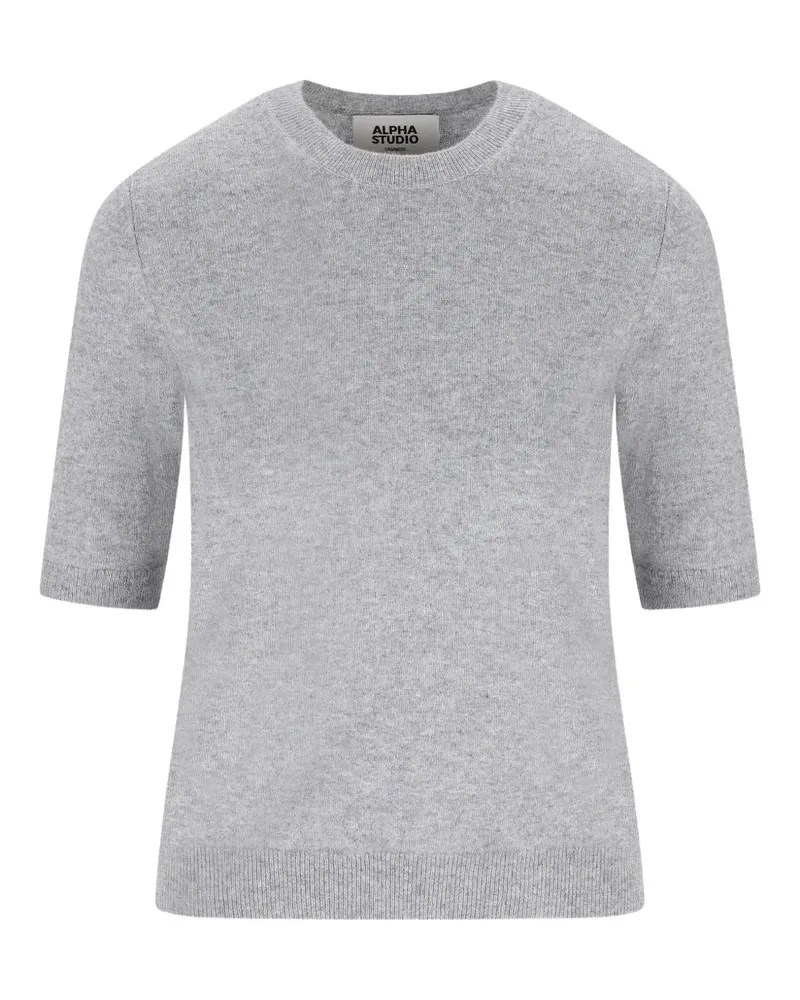 Alpha Studio Kurzärmeliger Kaschmirpullover - Grau Grau