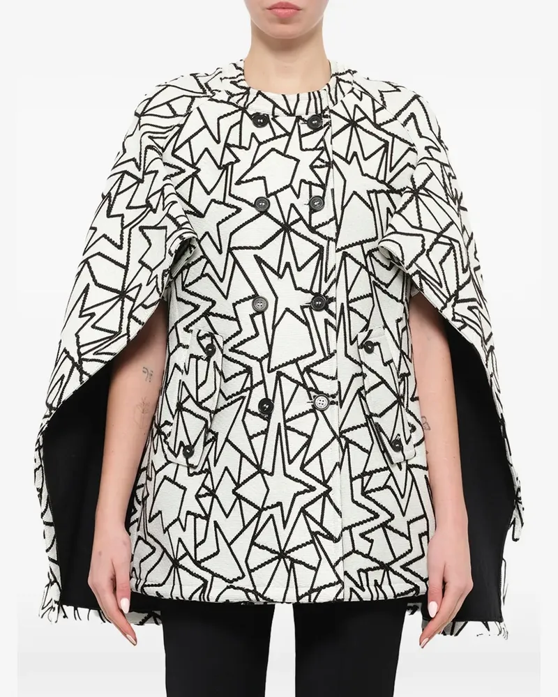 Neil Barrett Doppelreihiges Cape aus Jacquard - Weiß Weiß