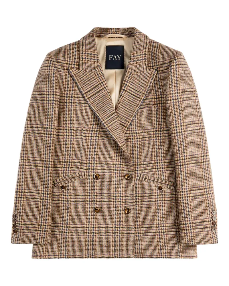 Fay double-breasted check jacket - Braun Braun