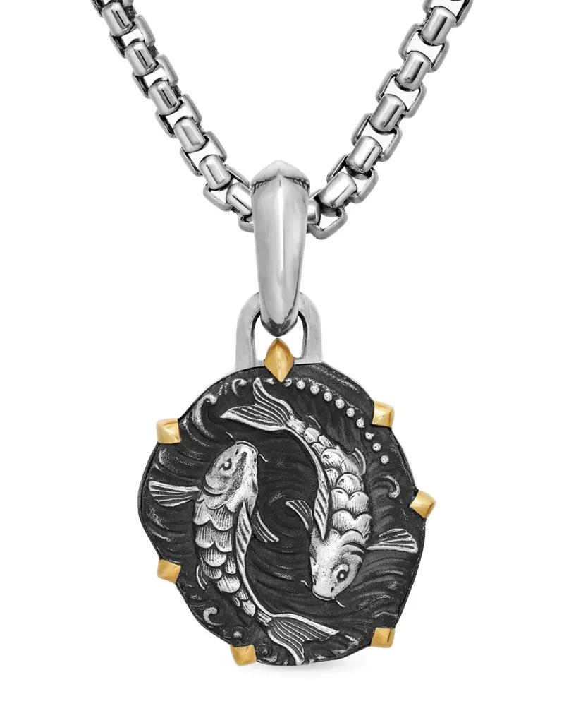 David Yurman 18kt Pisces Gelbgold- und Sterlingsilber-Amulett (33mm Silber