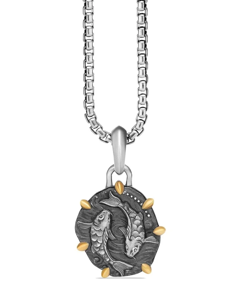 David Yurman 18kt Pisces Gelbgold- und Sterlingsilber-Amulett (33mm Silber