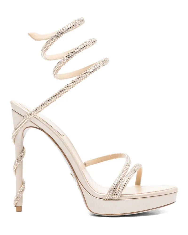 René Caovilla Verzierte Margot Sandalen mit Spiralabsatz - Nude Nude