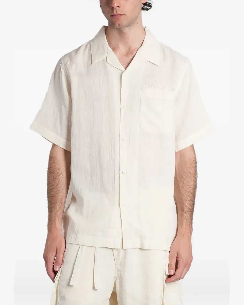 maharishi logo-embroidered chest-pocket shirt - Nude Nude