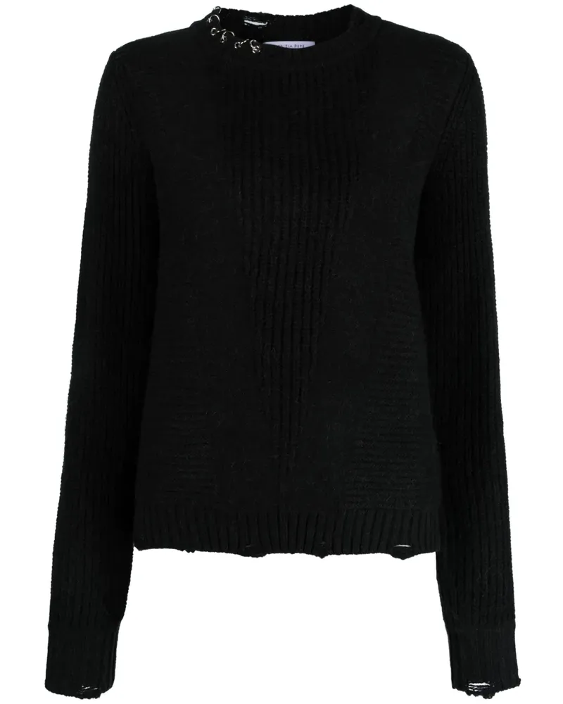 Patrizia Pepe Lederjacke mit Ösen - Schwarz Schwarz