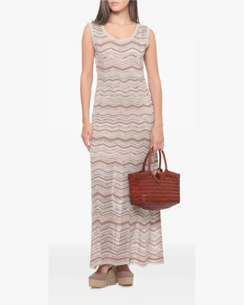 D.EXTERIOR chevron-knit sleeveless maxi dress - Nude Nude