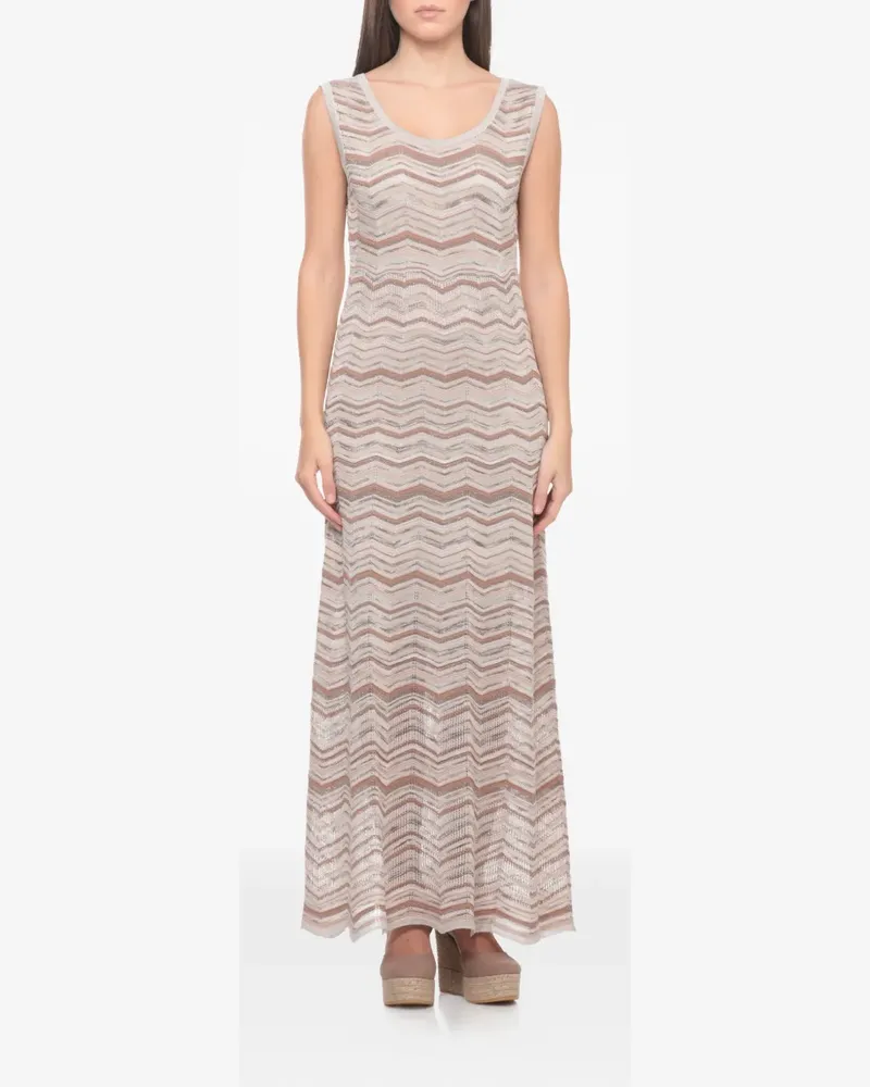 D.EXTERIOR chevron-knit sleeveless maxi dress - Nude Nude